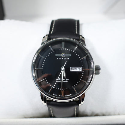 Zeppelin Atlantic Automatic Black Dial Black Leather Strap Men's Watch 8466-2