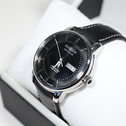 Zeppelin Atlantic Automatic Black Dial Black Leather Strap Men's Watch 8466-2