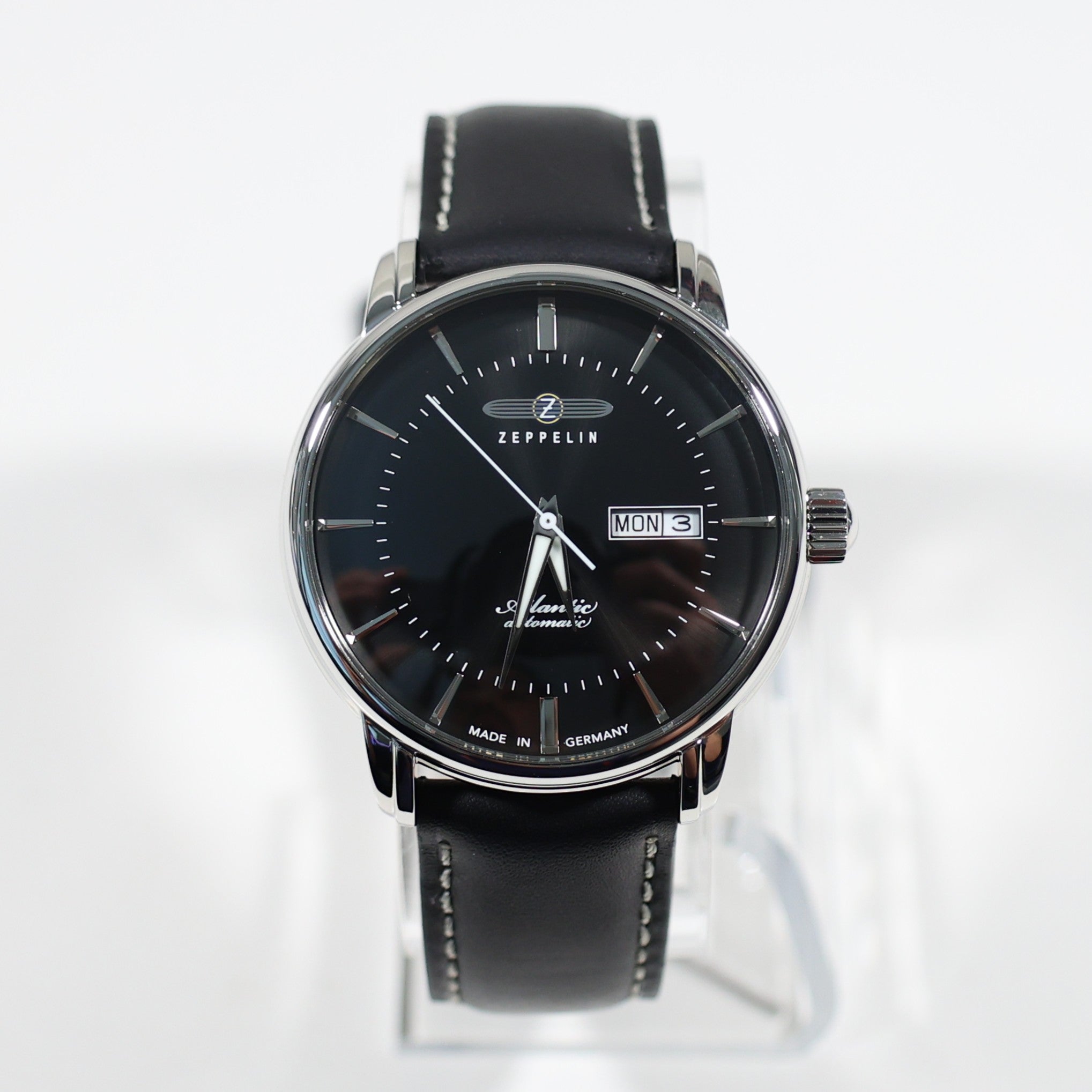 Zeppelin Atlantic Automatic Black Dial Black Leather Strap Men's Watch 8466-2