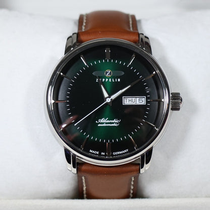 Zeppelin Atlantic Automatic Green Dial Black Leather Strap Men's Watch 8466-4 - Chronobuy