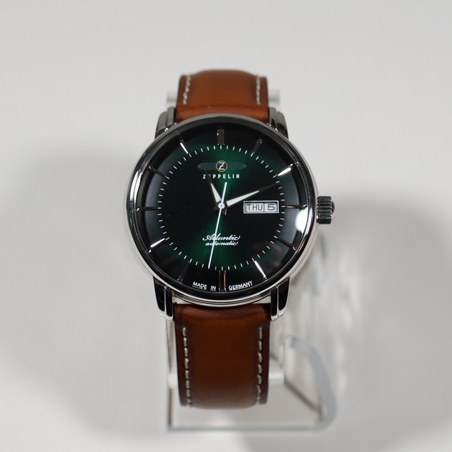 Zeppelin Atlantic Automatic Green Dial Black Leather Strap Men's Watch 8466-4 - Chronobuy