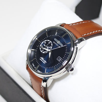 Zeppelin Atlantic Automatic Blue Dial Brown Leather Strap Men's Watch 8470-3
