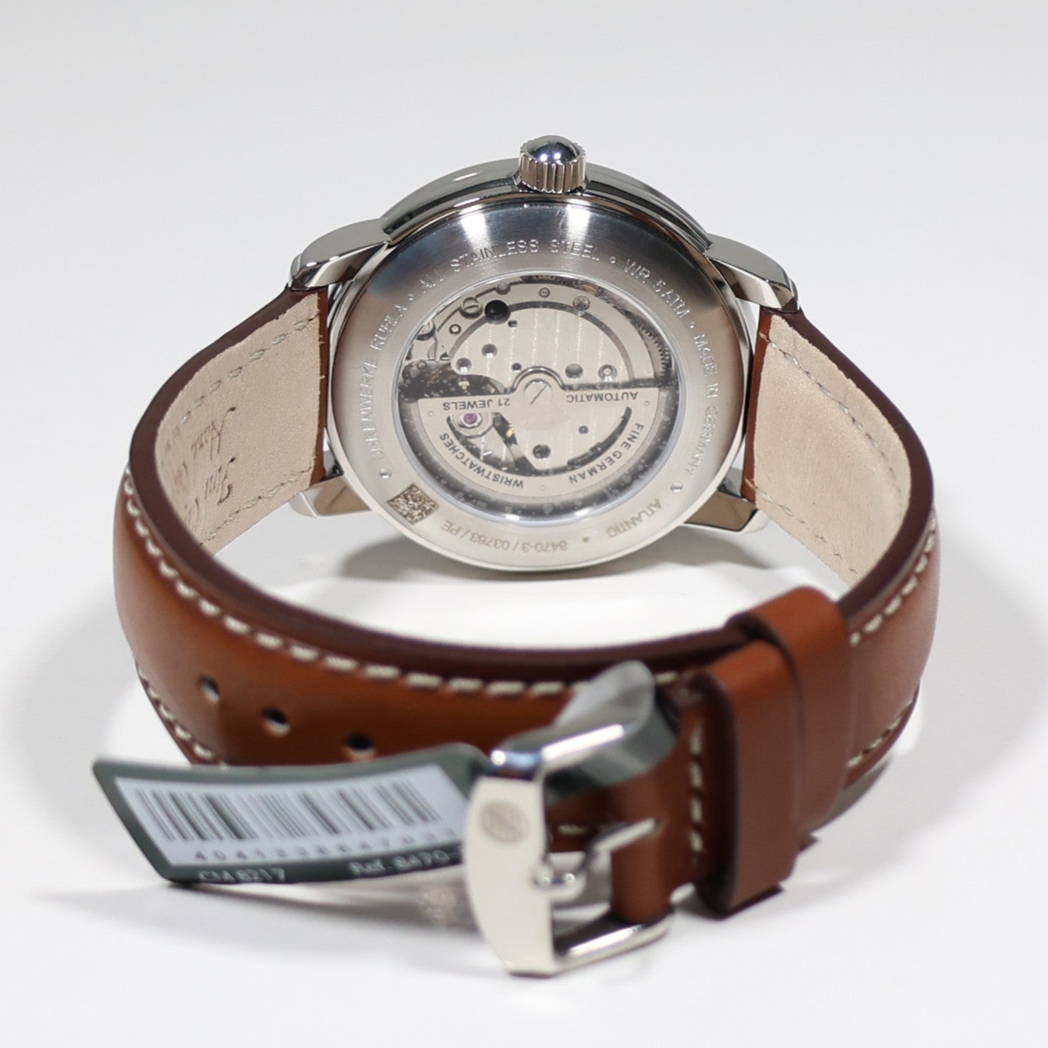 Zeppelin Atlantic Automatic Blue Dial Brown Leather Strap Men's Watch 8470-3