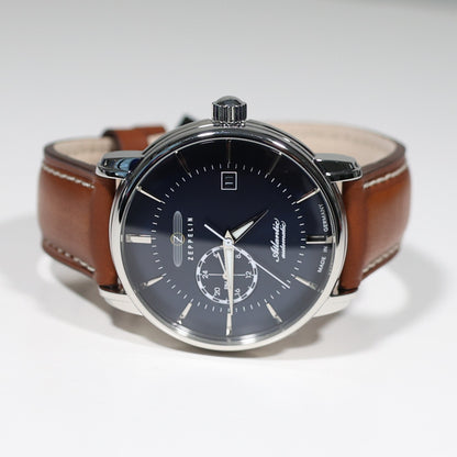 Zeppelin Atlantic Automatic Blue Dial Brown Leather Strap Men's Watch 8470-3