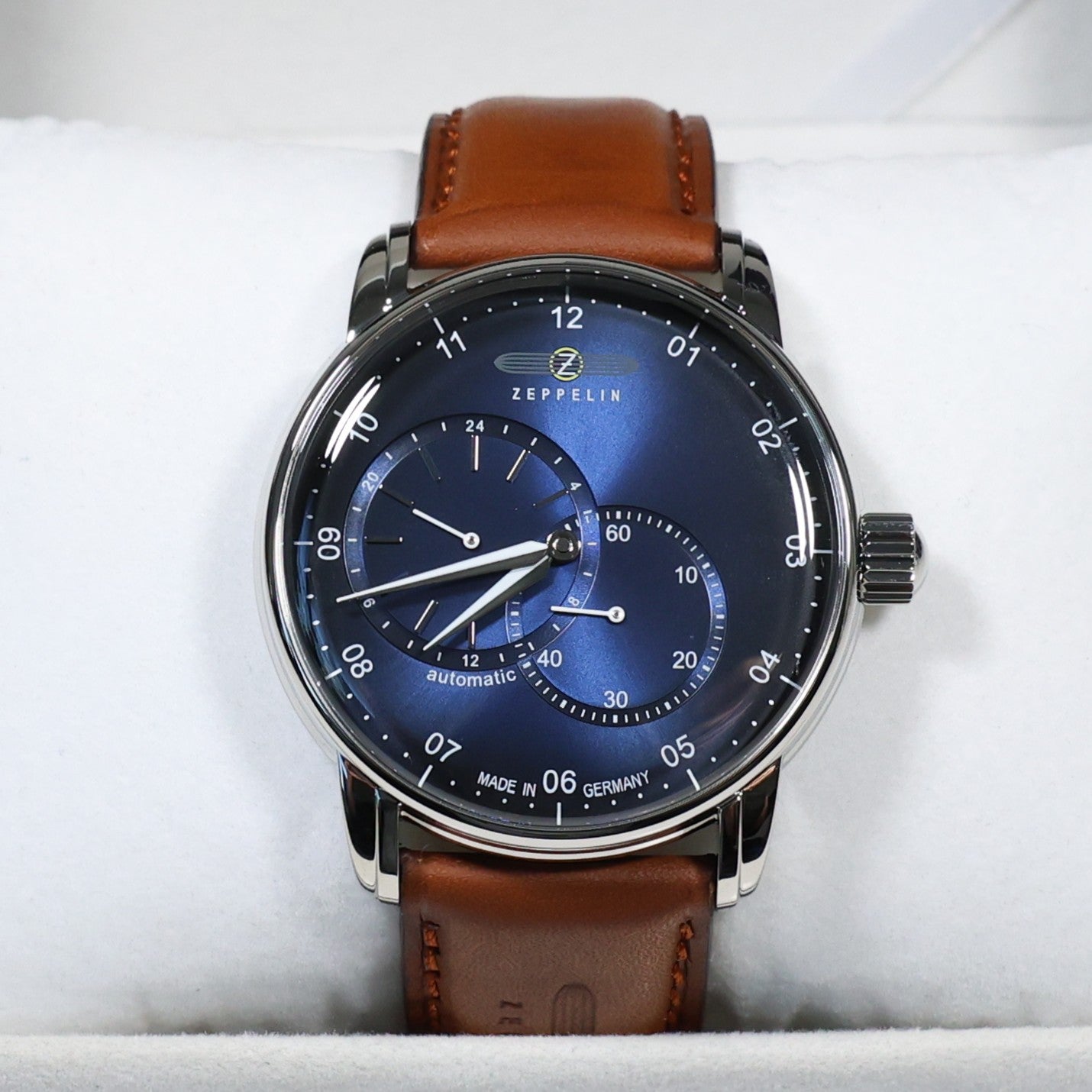 Zeppelin Captains Line Men's Automatic Blue Dial Brown Leather Strap Watch