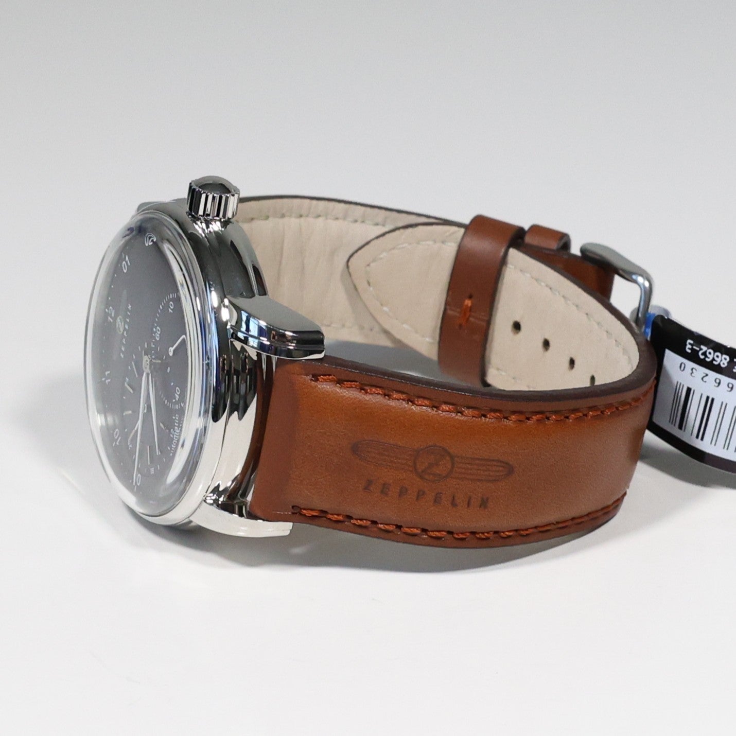 Zeppelin Captains Line Men's Automatic Blue Dial Brown Leather Strap Watch