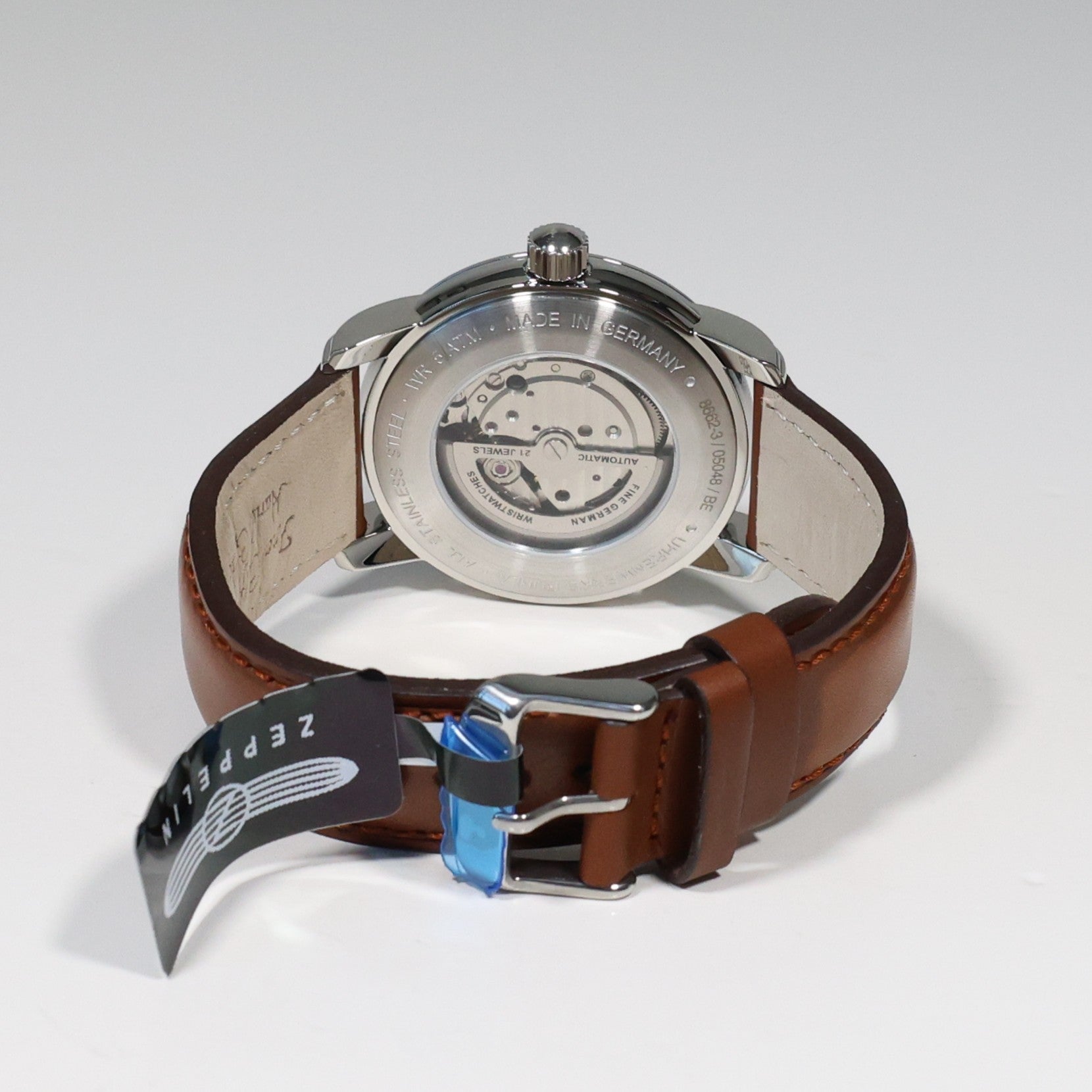 Zeppelin Captains Line Men's Automatic Blue Dial Brown Leather Strap Watch