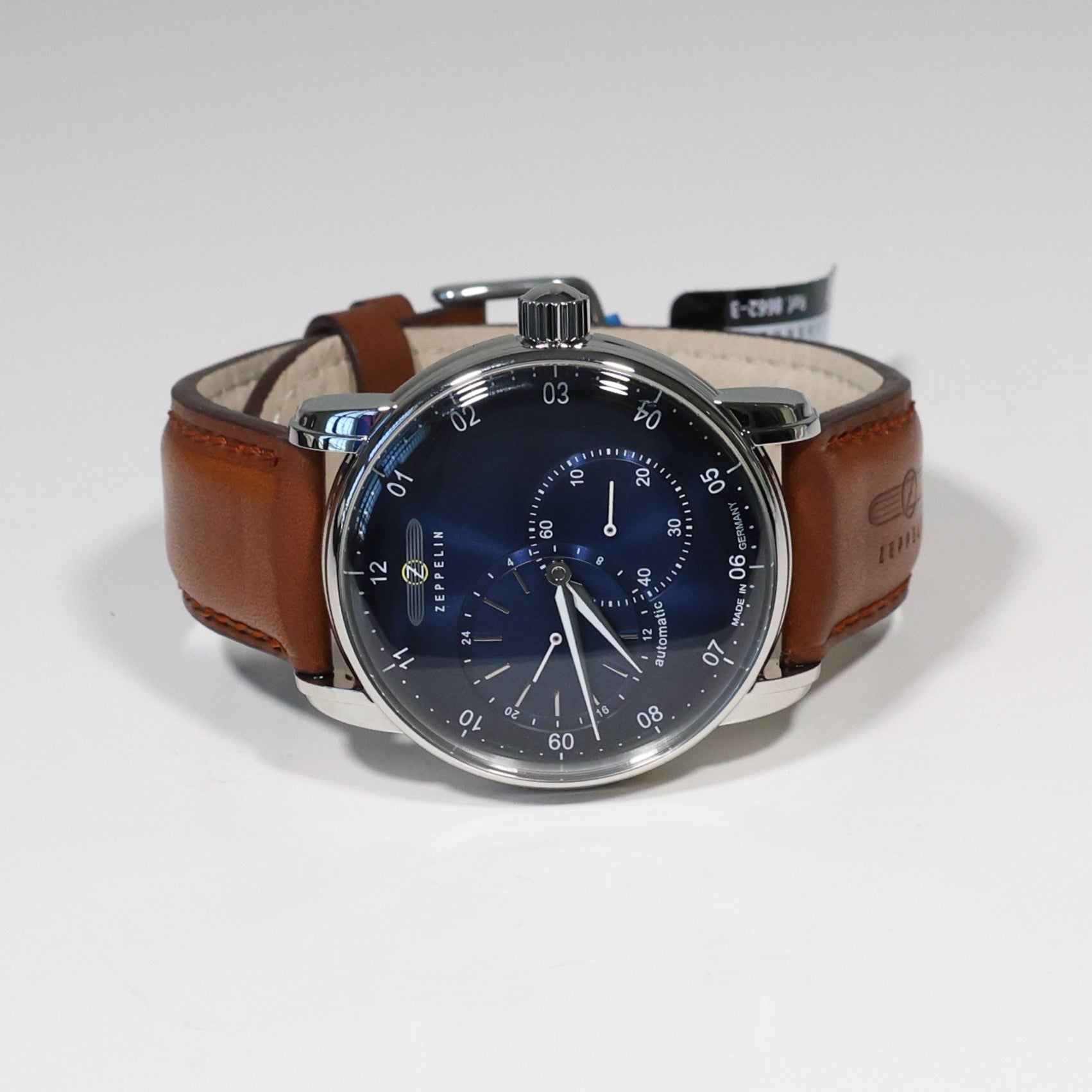 Zeppelin Captains Line Men's Automatic Blue Dial Brown Leather Strap Watch