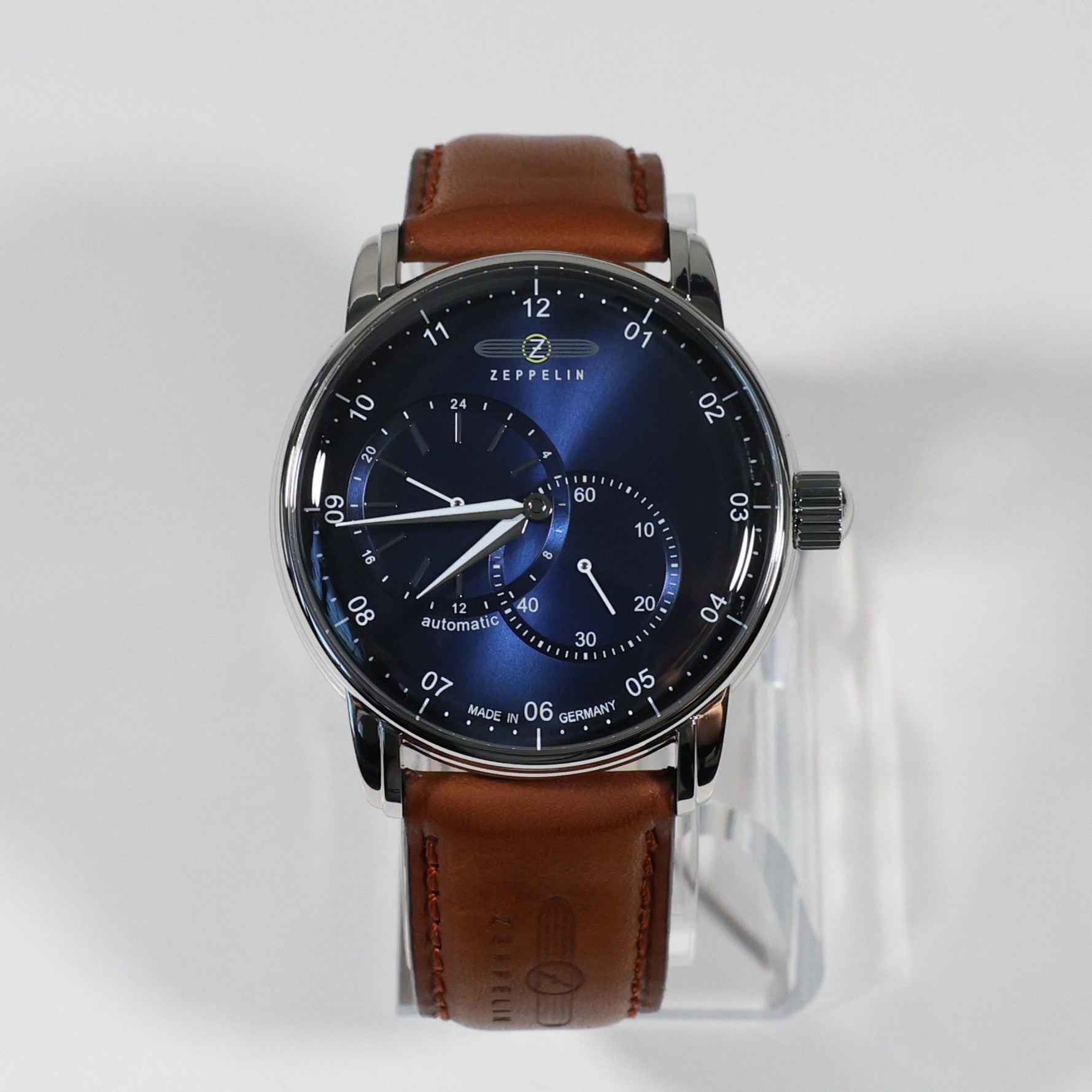 Zeppelin Captains Line Men's Automatic Blue Dial Brown Leather Strap Watch