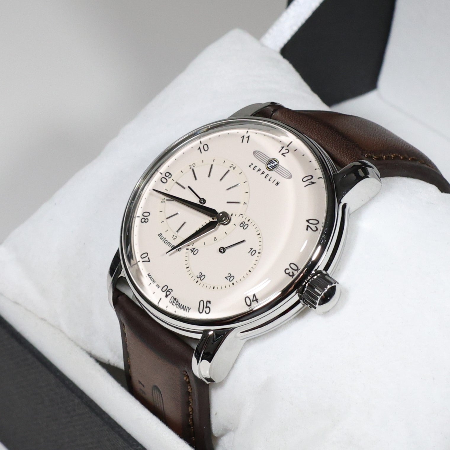 Zeppelin Captains Line Men's Automatic Cream Dial Brown Leather Strap Watch 8662-5