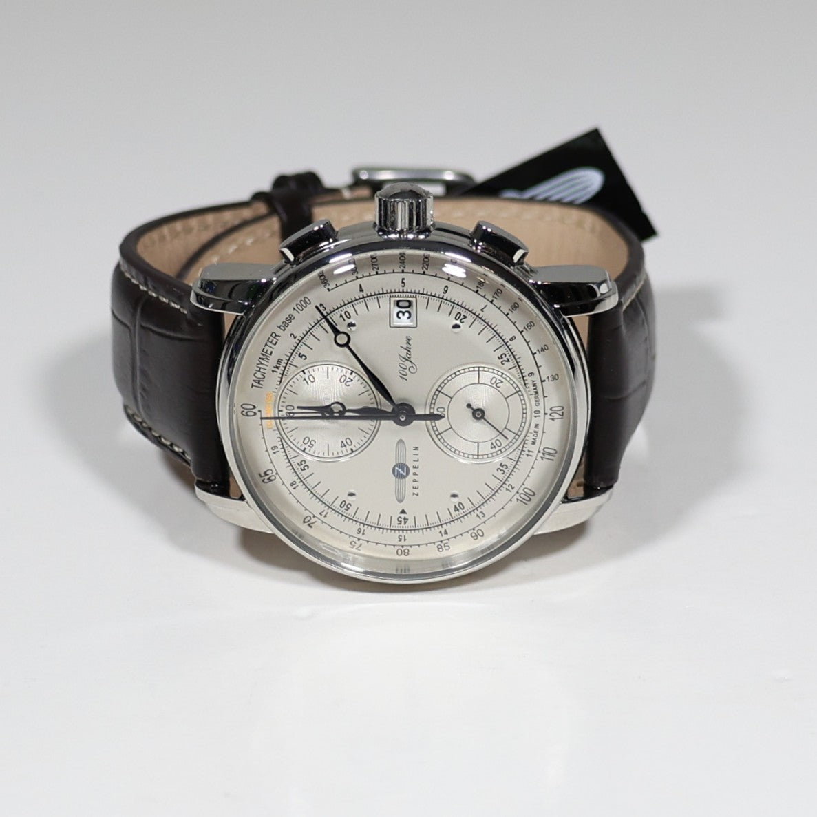 Zeppelin 8670-1 100 Years Men's Silver Dial Stainless Steel Leather Strap Watch