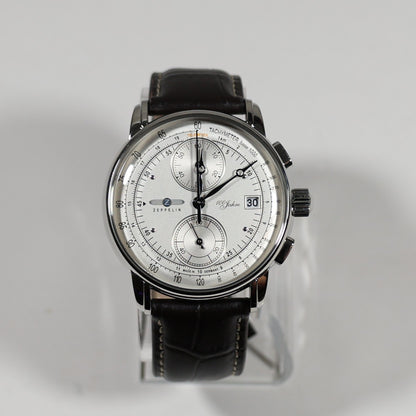 Zeppelin 8670-1 100 Years Men's Silver Dial Stainless Steel Leather Strap Watch