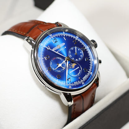 Zeppelin Mediterranee Blue Dial Quartz Moon Phase Men's Watch 9636-3