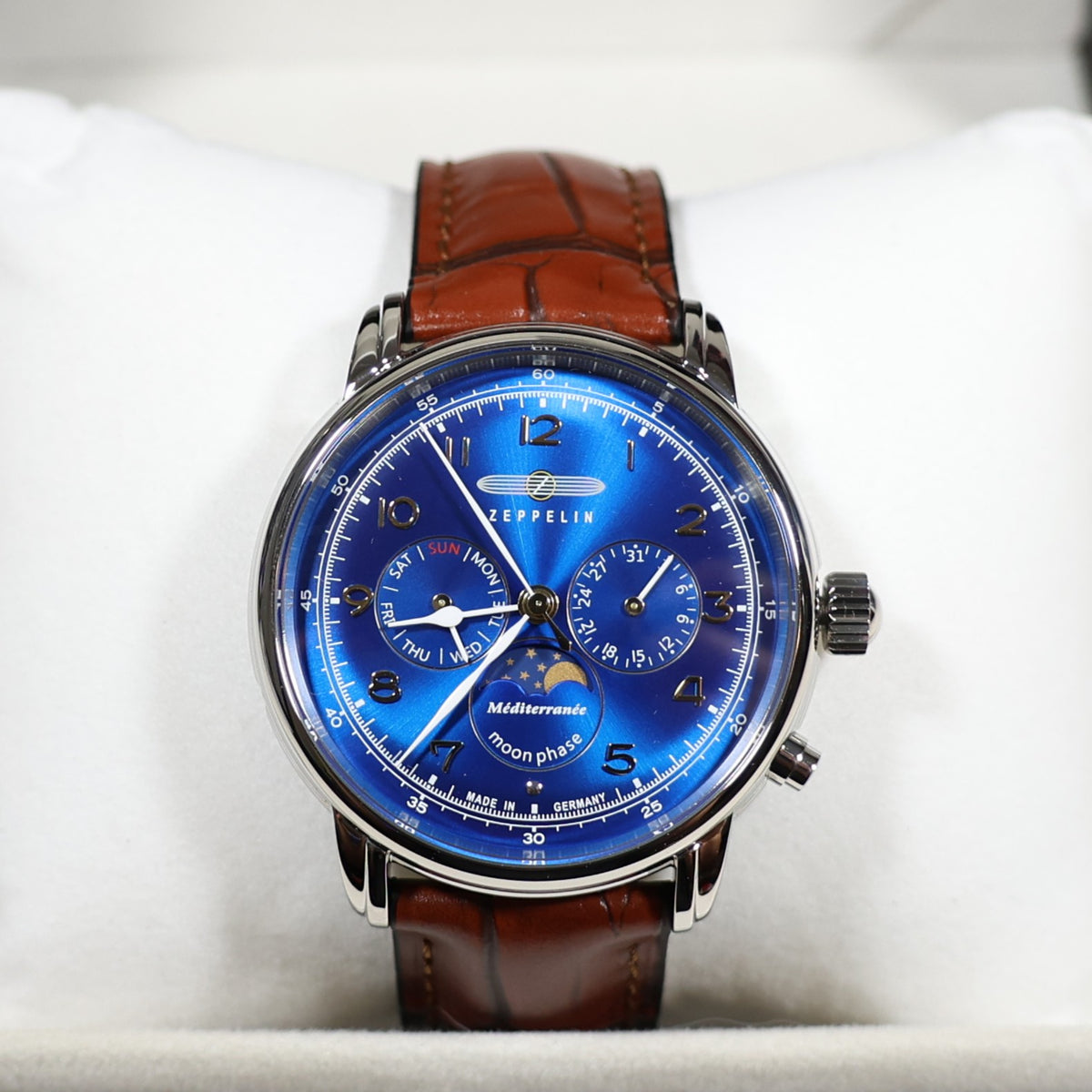Zeppelin Mediterranee Blue Dial Quartz Moon Phase Men's Watch 9636-3