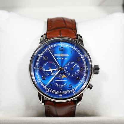 Zeppelin Mediterranee Blue Dial Quartz Moon Phase Men's Watch 9636-3