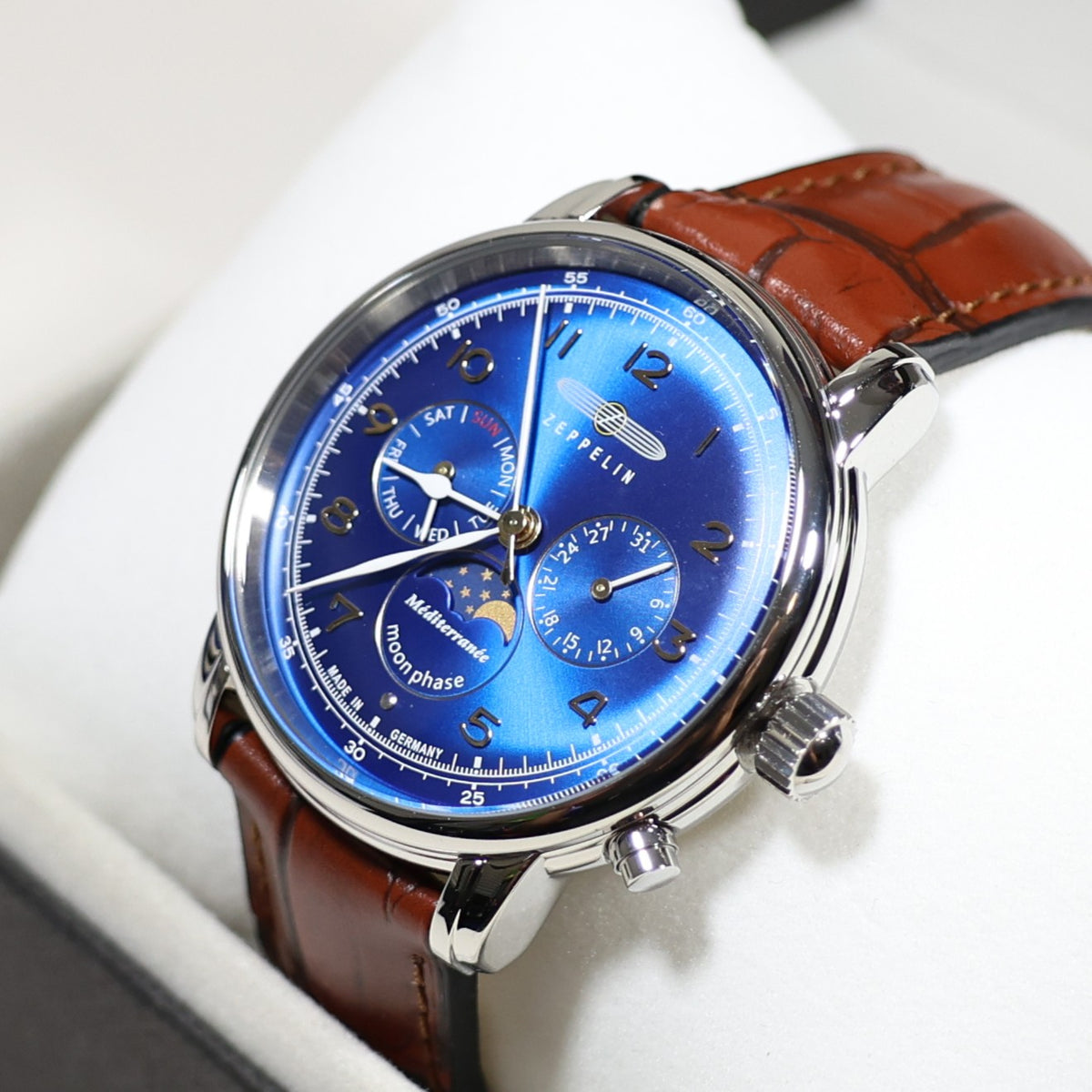 Zeppelin Mediterranee Blue Dial Quartz Moon Phase Men's Watch 9636-3