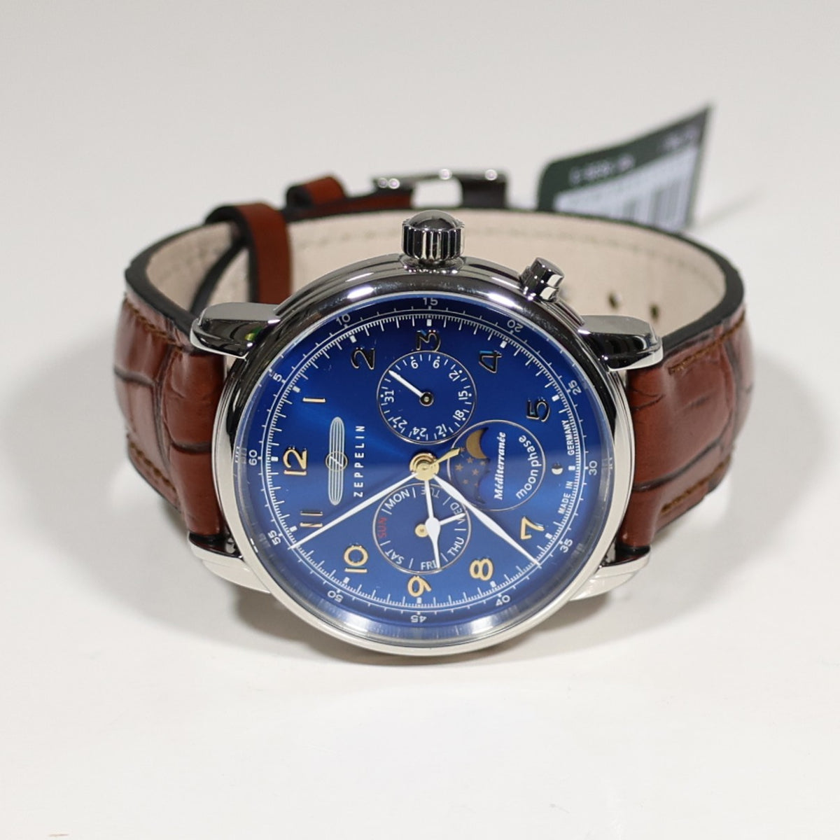 Zeppelin Mediterranee Blue Dial Quartz Moon Phase Men's Watch 9636-3