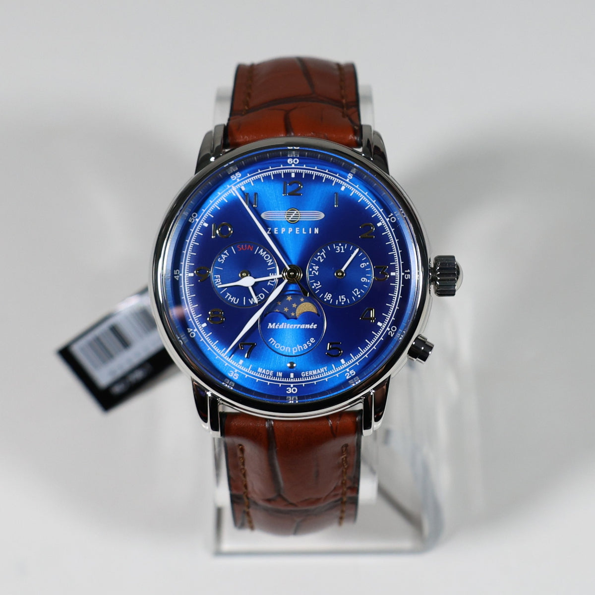 Zeppelin Mediterranee Blue Dial Quartz Moon Phase Men's Watch 9636-3 - Chronobuy