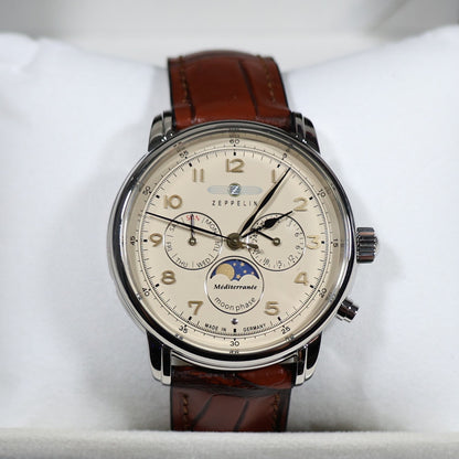 Zeppelin Mediterranee Men's Moon Phase Cream Dial Watch 9636-5