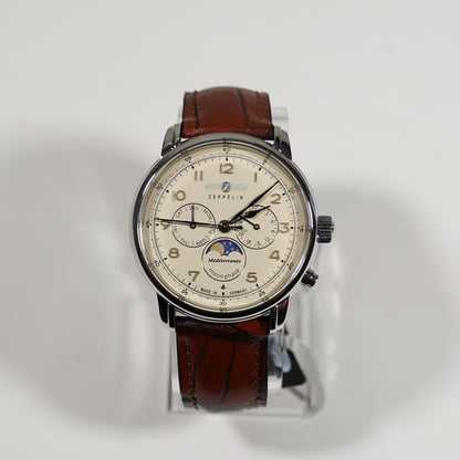 Zeppelin Mediterranee Men's Moon Phase Cream Dial Watch 9636-5
