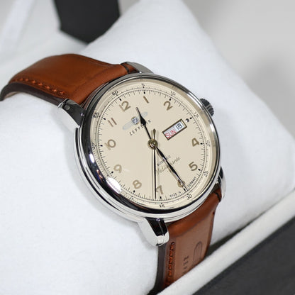 Zeppelin Méditerranée Men's Automatic Beige Dial Leather Strap Watch 9664-5