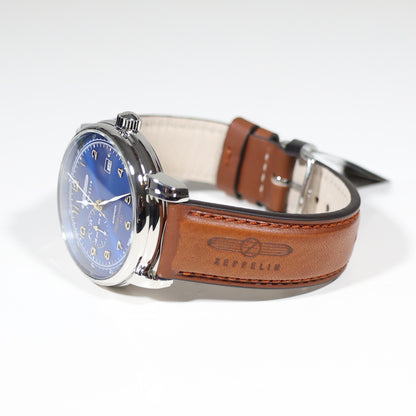 Zeppelin Mediterranee Blue Dial Brown Strap Automatic Men's Watch 9668-3