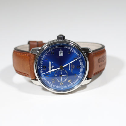 Zeppelin Mediterranee Blue Dial Brown Strap Automatic Men's Watch 9668-3