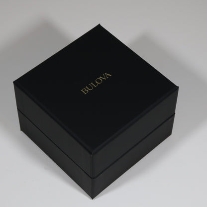 Bulova Sutton Skeleton Dial Automatic Black Leather Strap Watch 96A266