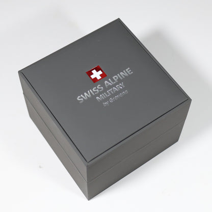 Swiss Alpine Military Black Dial Stainless Steel Chronograph Watch 7078.9537