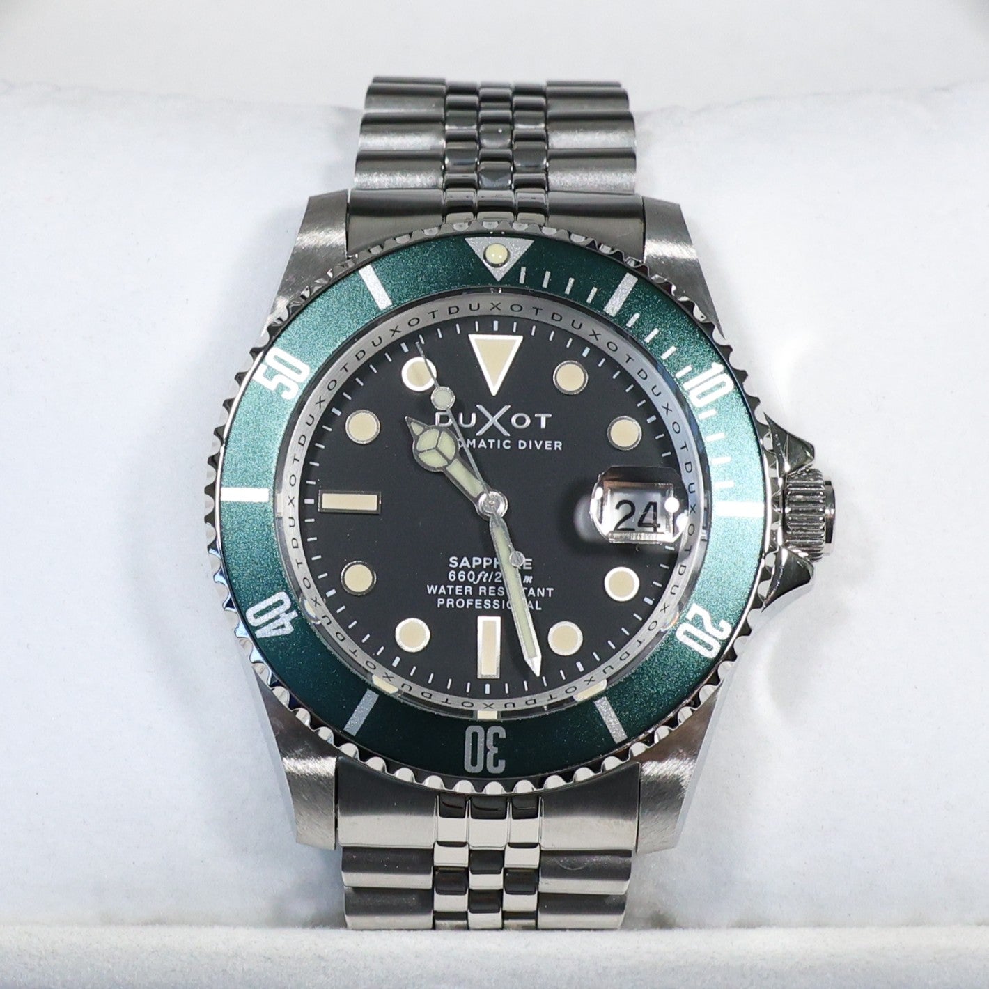 Duxot Atlanctica Men's Stainless Steel Green Bezel Automatic Watch DX-2057-33