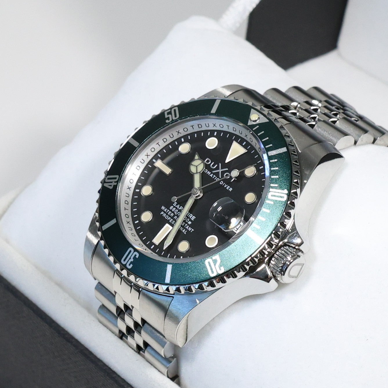 Duxot Atlanctica Men's Stainless Steel Green Bezel Automatic Watch DX-2057-33