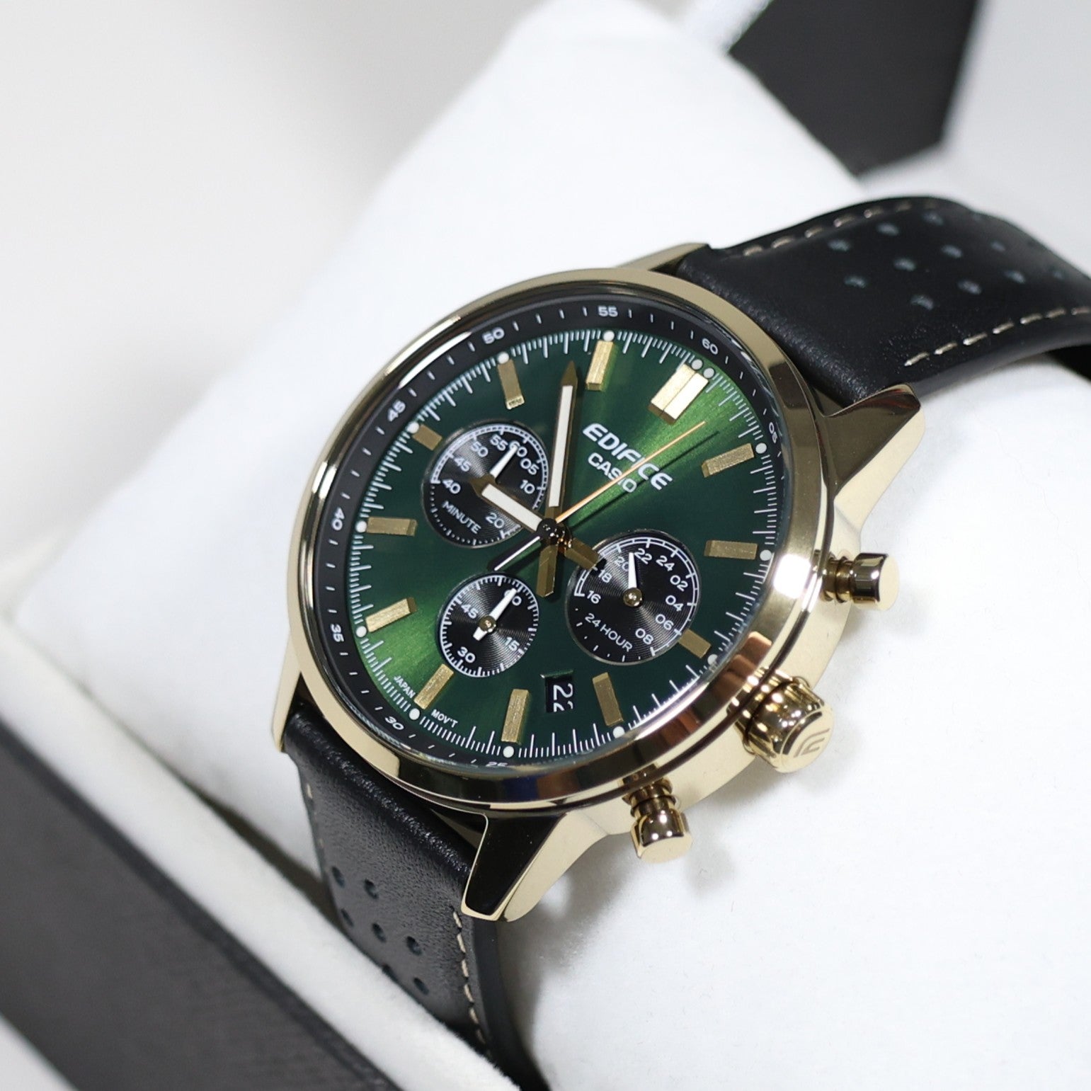 Casio Edifice Gold Tone Green Dial Men's Chronograph Watch EFR-575CL-3AEF