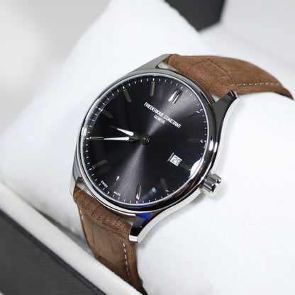 Frederique Constant Men's Gray Dial Brown Leather Strap Watch FC-220DGS5B6