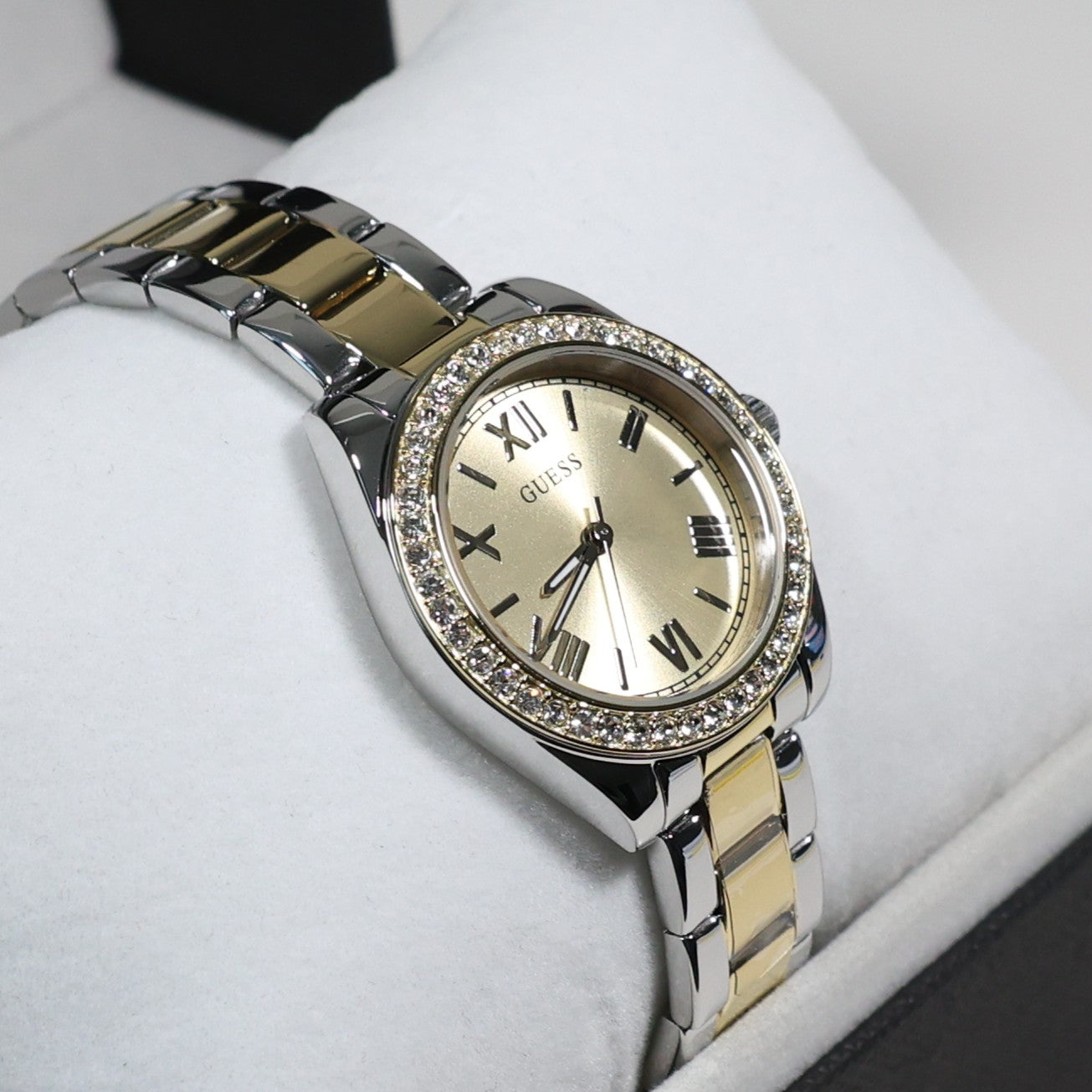 Guess Women's Gold Dial Crystal Bezel Two Tone Stainless Steel Watch GW0841L2