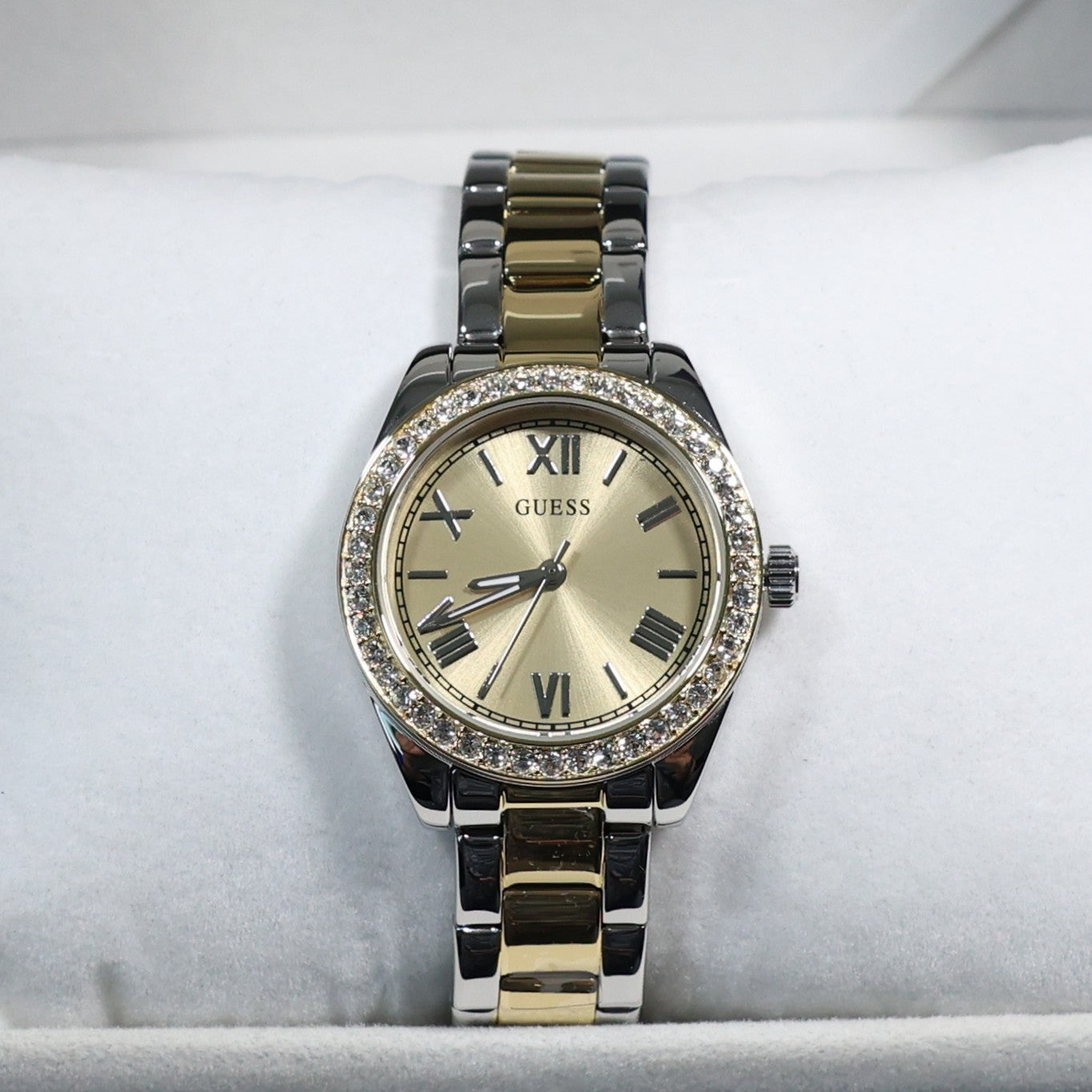 Guess Women's Gold Dial Crystal Bezel Two Tone Stainless Steel Watch GW0841L2