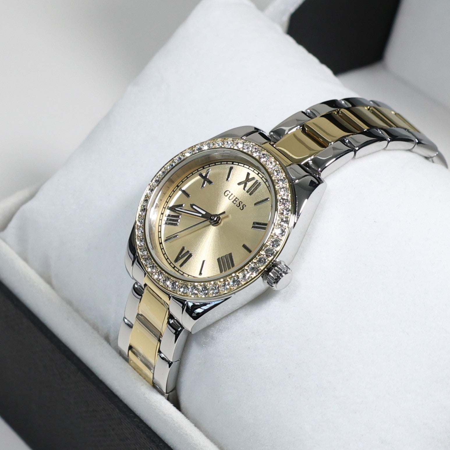 Guess Women's Gold Dial Crystal Bezel Two Tone Stainless Steel Watch GW0841L2