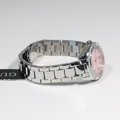 Guess Women's Pink Dial Crystal Bezel Stainless Steel Watch GW0841L4