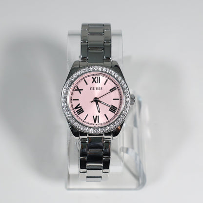 Guess Women's Pink Dial Crystal Bezel Stainless Steel Watch GW0841L4