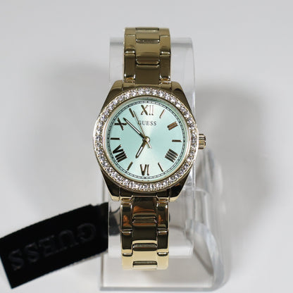 Guess Women's Green Dial Crystal Bezel Gold Tone Stainless Steel Watch GW0841L5