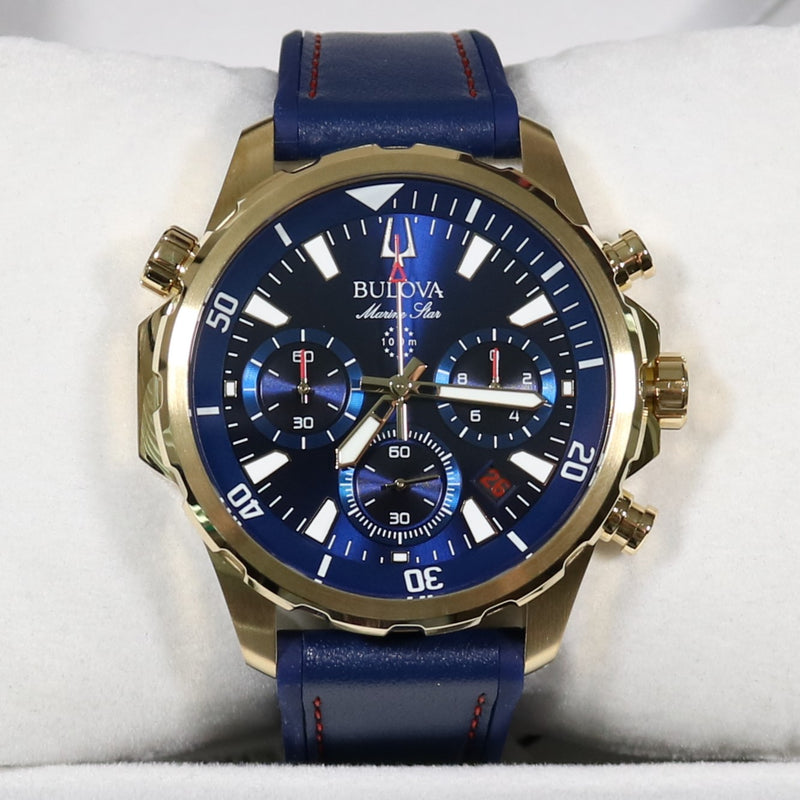 Bulova Marine Star Gold Tone Stainless Steel Chronograph Men's Watch 97B168