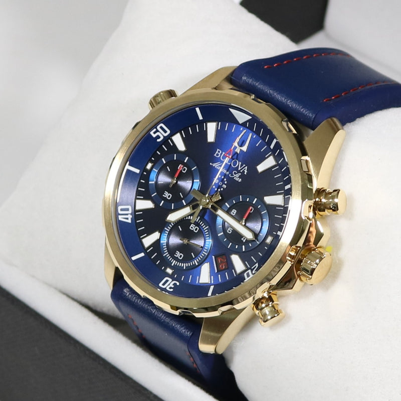 Bulova Marine Star Gold Tone 9 Steel Stainless Chronobuy Men\'s – Chronograph Watch
