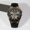 Bulova Maquina Rose Gold Tone Automatic Men's Rubber Strap Watch 98A177