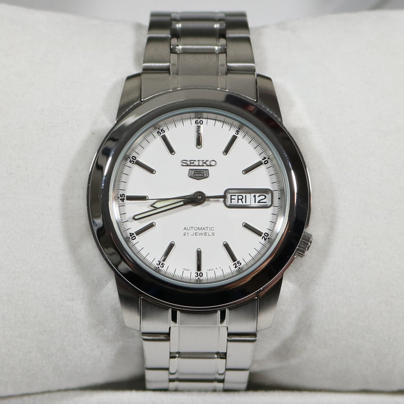 Seiko 5 Stainless Steel White Dial Automatic Men's Watch SNKE49K1