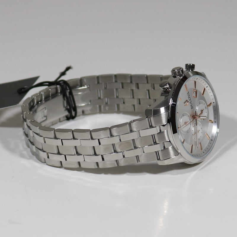 Bulova Classic Siler Dial Stainless Steel Chronograph Men's Watch 96B411