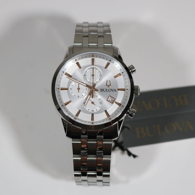 Bulova Classic Siler Dial Stainless Steel Chronograph Men's Watch 96B411