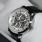 Bulova Sutton Skeleton Dial Automatic Black Leather Strap Watch 96A266