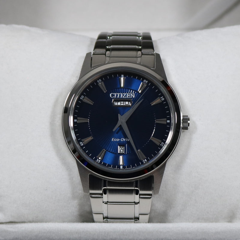 Citizen Eco-Drive Blue Dial Stainless Steel Men's Dress Watch AW0100-86L