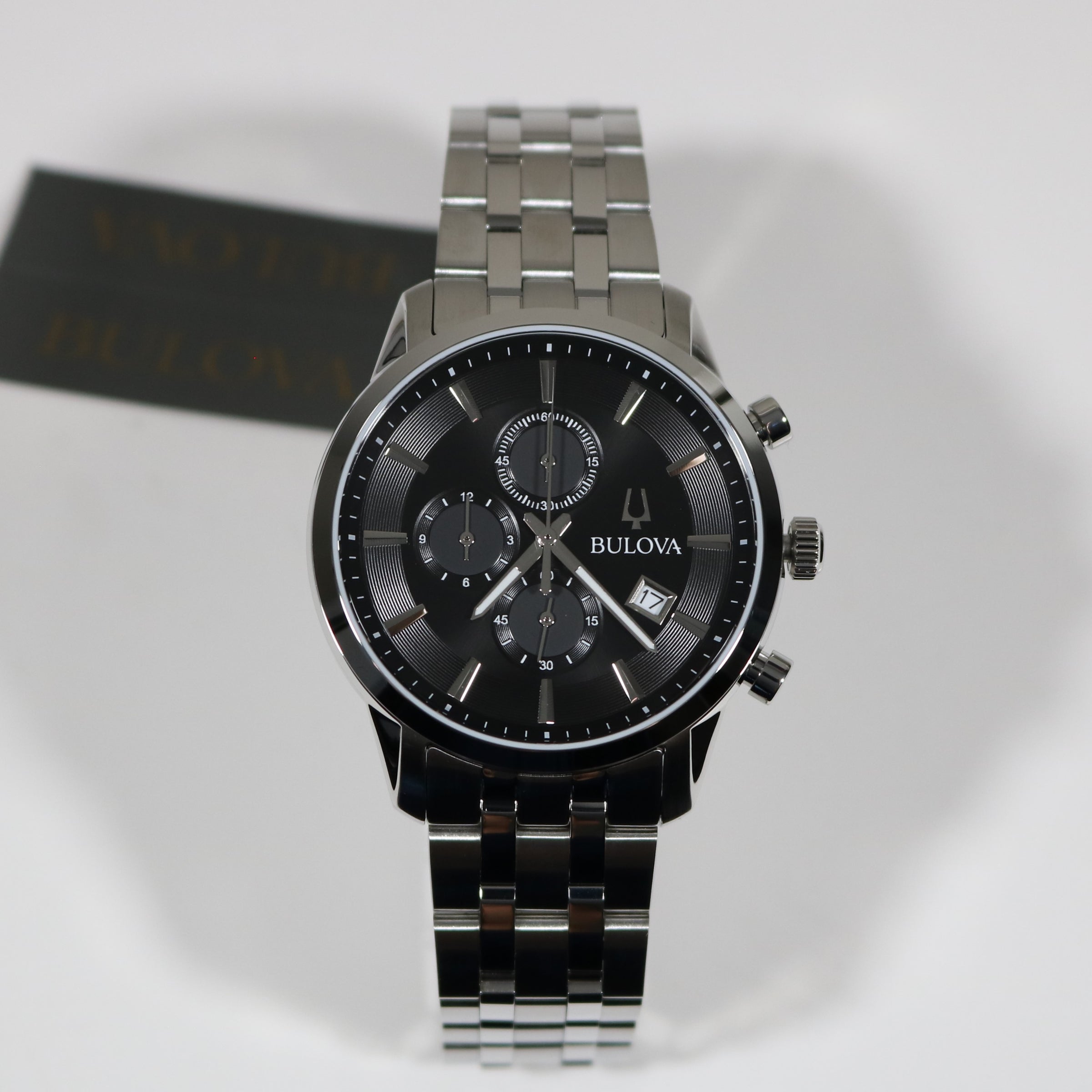 Bulova Sutton Classic Stainless Steel Chronograph Black Dial Men\'s Wat –  Chronobuy