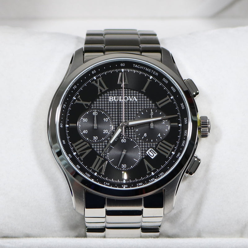Bulova Wilton Classic Stainless Steel Chronograph  Black Dial Men's Watch 96B288