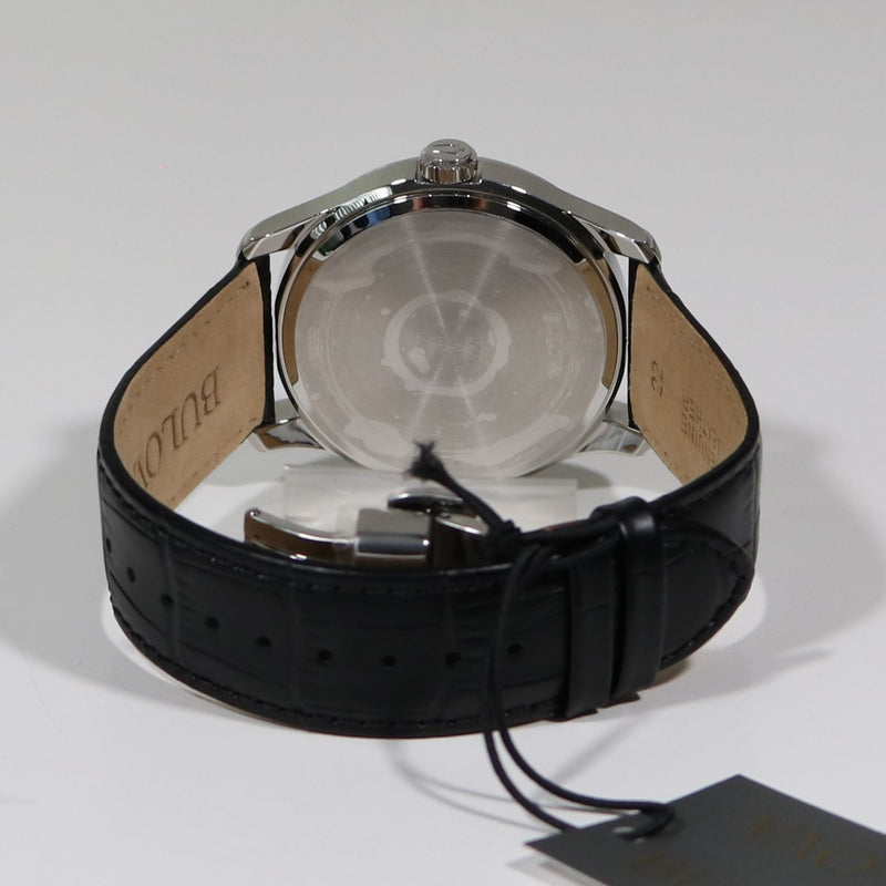 Bulova Classic Wilton Silver Dial Black Leather Strap Men's Watch 96B388